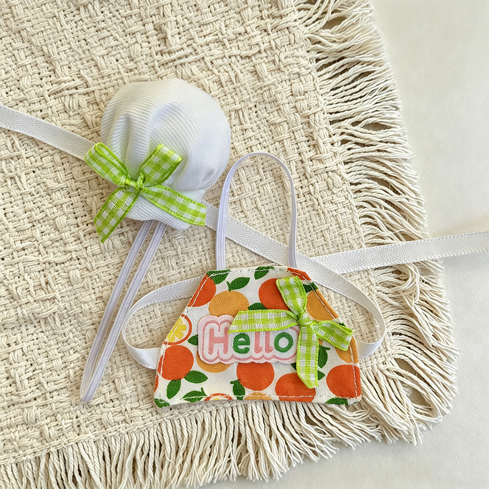 Factory wholesale 10cm baby clothes, self-mocking bear KT cat chef hat striped apron set accessories change apron Specification image