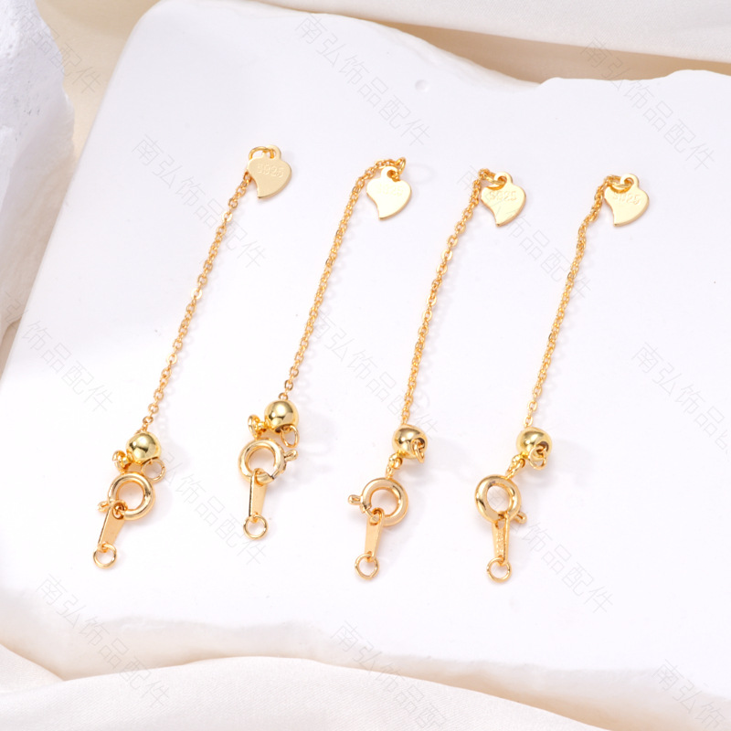 Pearl necklace, extended chain, heart-shaped tail chain, adjustable zipper bracelet, diy handcrafted accessory, tail chain Specification image