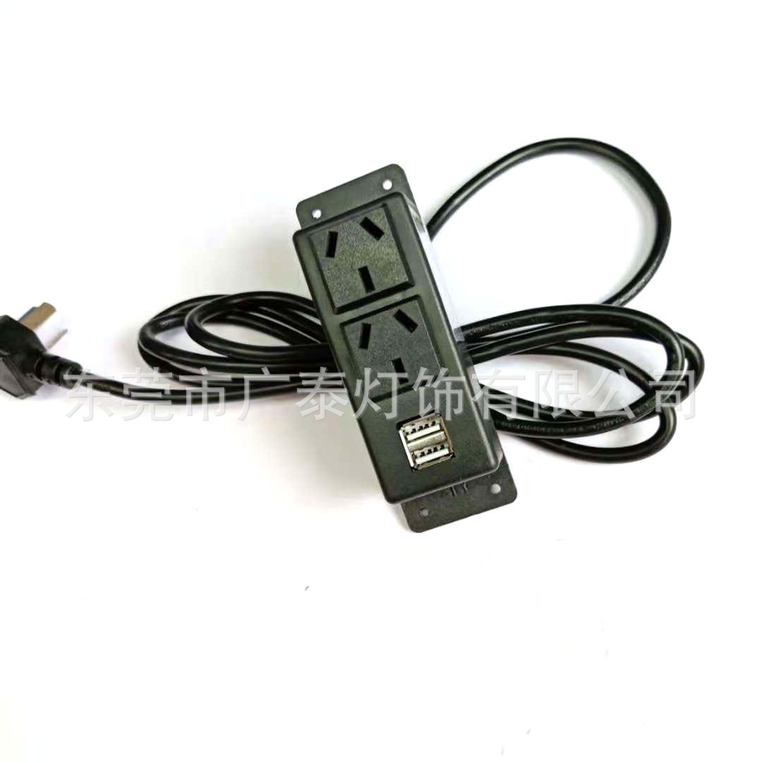American-style furniture USB power sockets, American-style office desktop power strips, bed heads, bookcases, UL furniture power strips details Picture