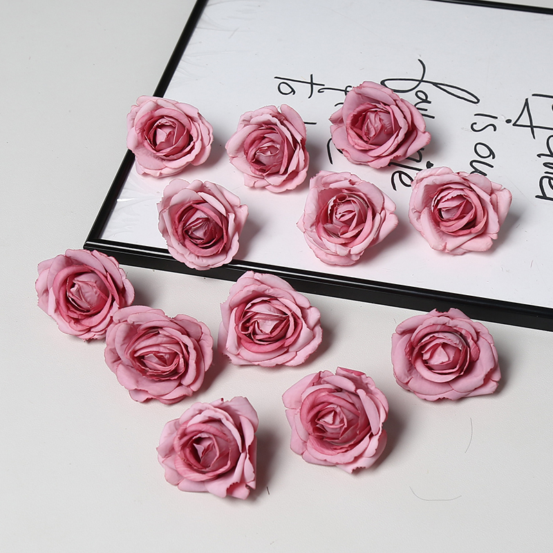 DIY handmade flower garland materials for simulated chocolate rose heads, wedding decoration, flower hairpin accessories, silk fabric, artificial flowers details Picture