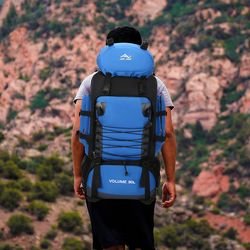 90L登山徒步包大容量户外旅行双肩包防水野营驴友骑行打工行李包产品图
