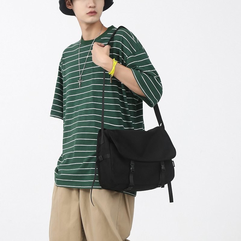 斜挎包男潮牌ins日系简约大容量单肩包学院风邮差包尼龙书包女生邮差包女包男包外贸包包细节图
