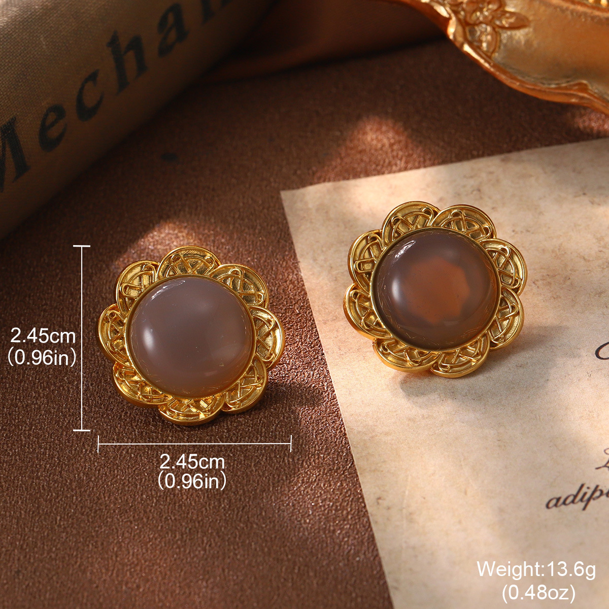 vintage flower pearl vintage court-style earrings set with zircon French fashion brooch and color-preserving silver needle Application Scenario