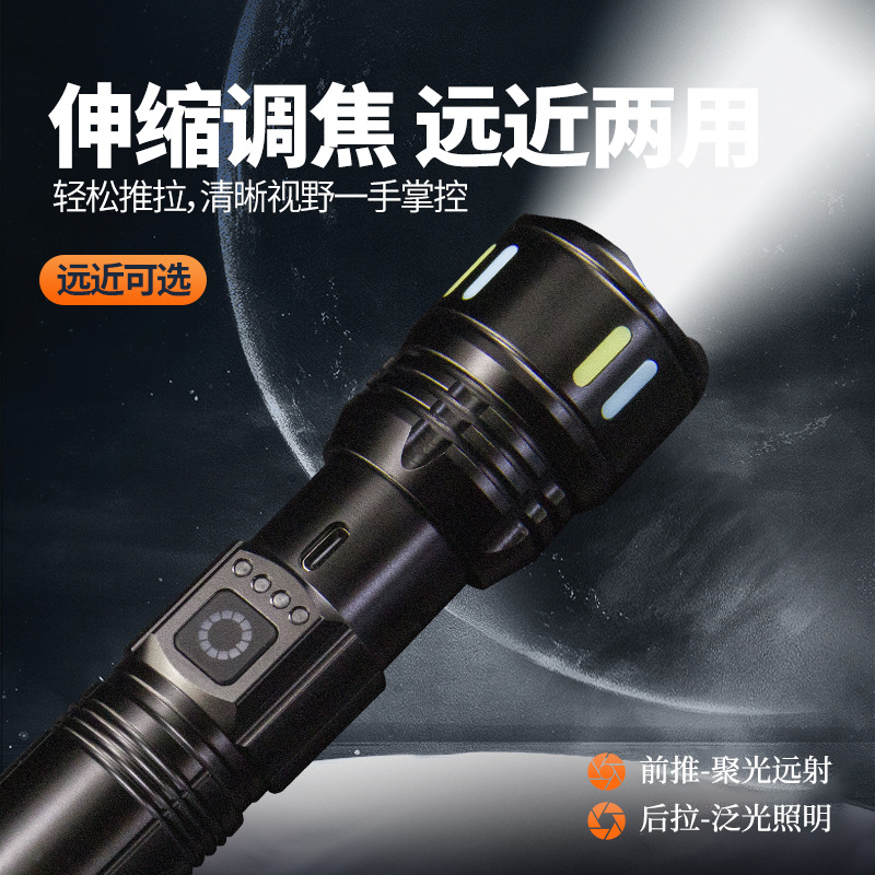 跨境新品抖音热卖激光手电筒铝合金强光手电快充变焦远射工厂批发产品图