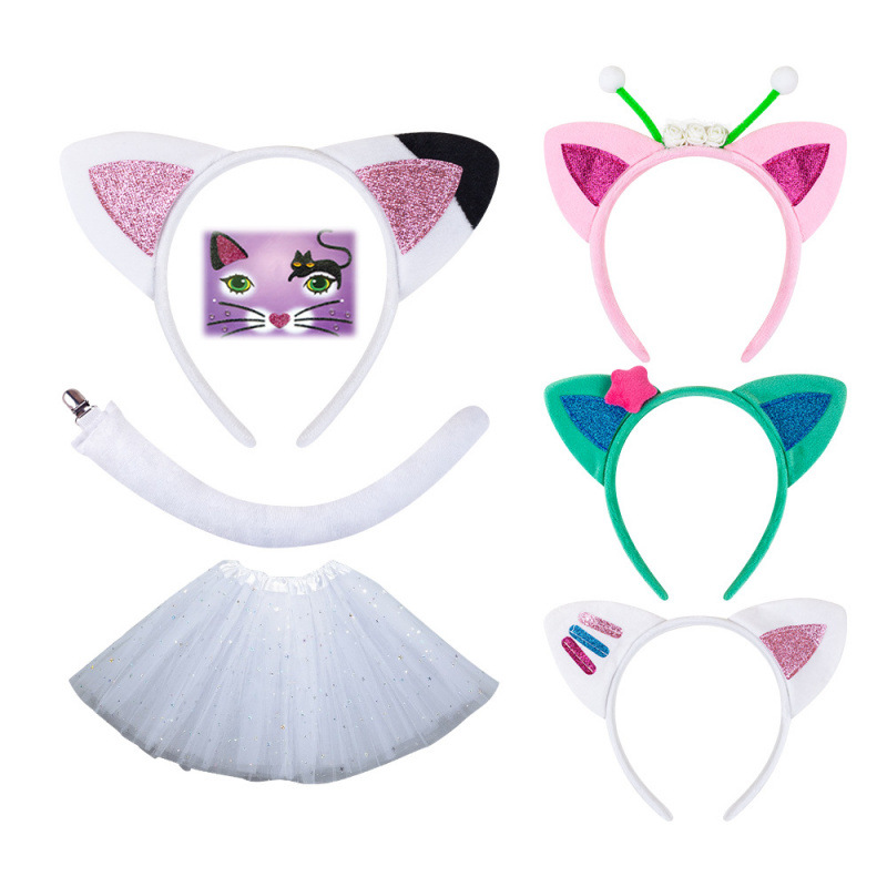 卡通可爱猫咪动物发箍新款儿童卡通小猫耳朵头饰舞会派对装扮发卡