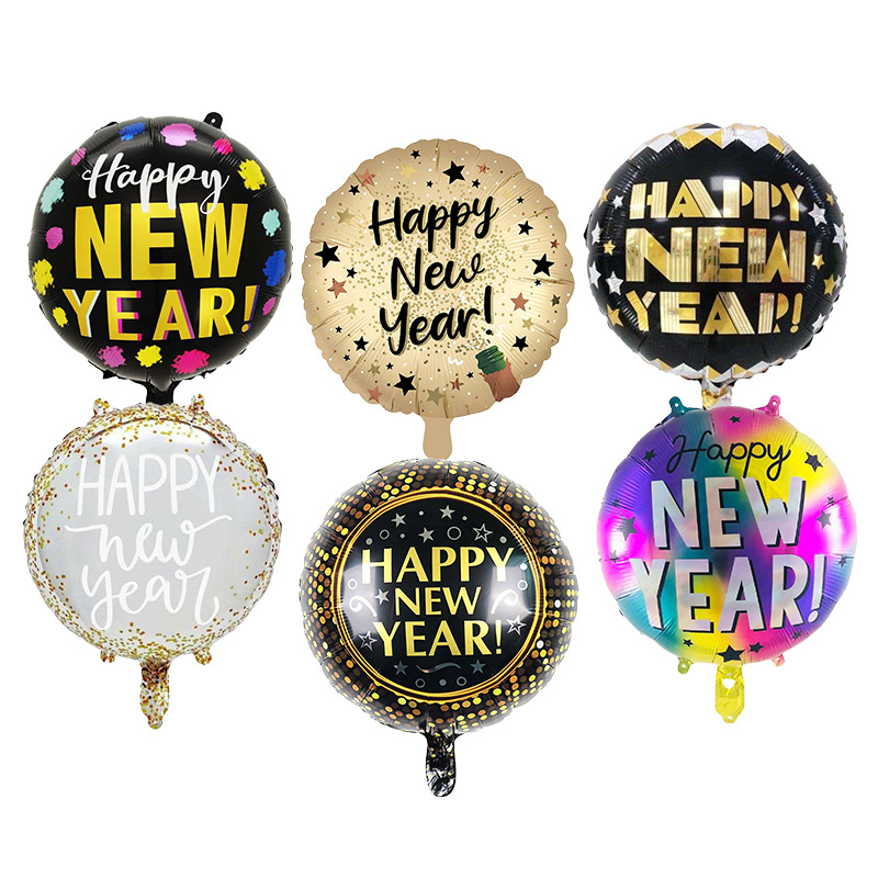 新年快乐铝膜气球新年流星酒瓶气球18寸新年相框气球年会派对装饰
