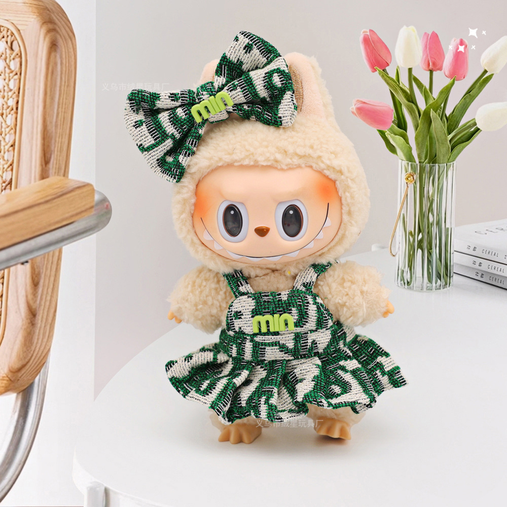 The first and second generation labub Star figure doll clothes, little Chanel-style princess dress, bow two-piece set doll accessories Specification drawing