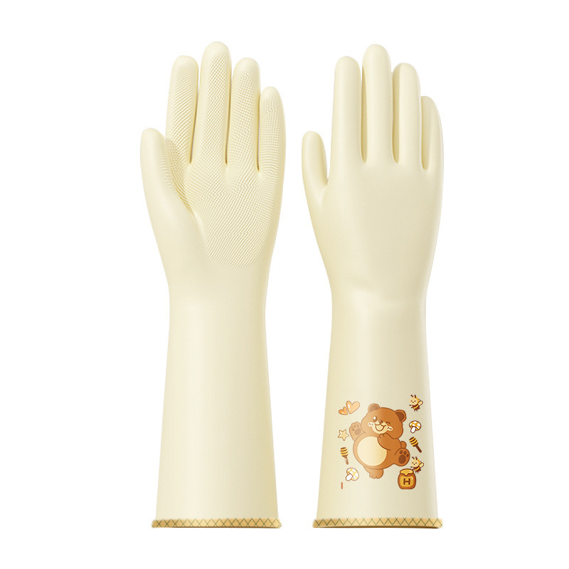 洗碗手套/手套/劳保手套/雪莲丁腈/一次性手套腈白底实物图