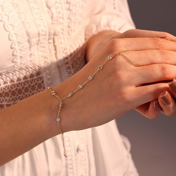 European and American cross-border millet beads, rice beads bracelet, zircon pearl ring chain, finger chain, jewelry bracelet, adjustable Specification drawing