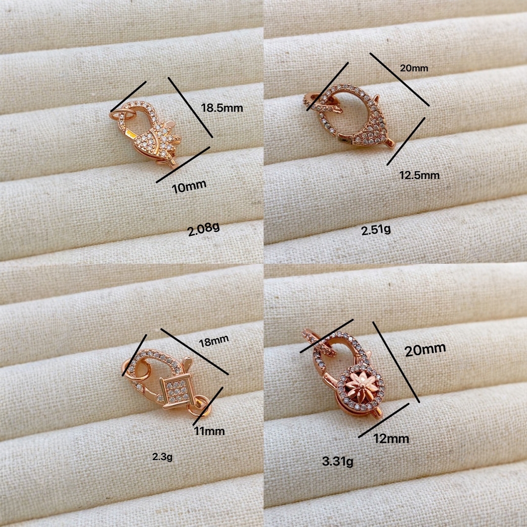 18K color-preserving copper plated with real gold, micro-inlaid lobster necklace buckle, clothing buckle, DIY micro-inlaid jewelry accessories details Picture