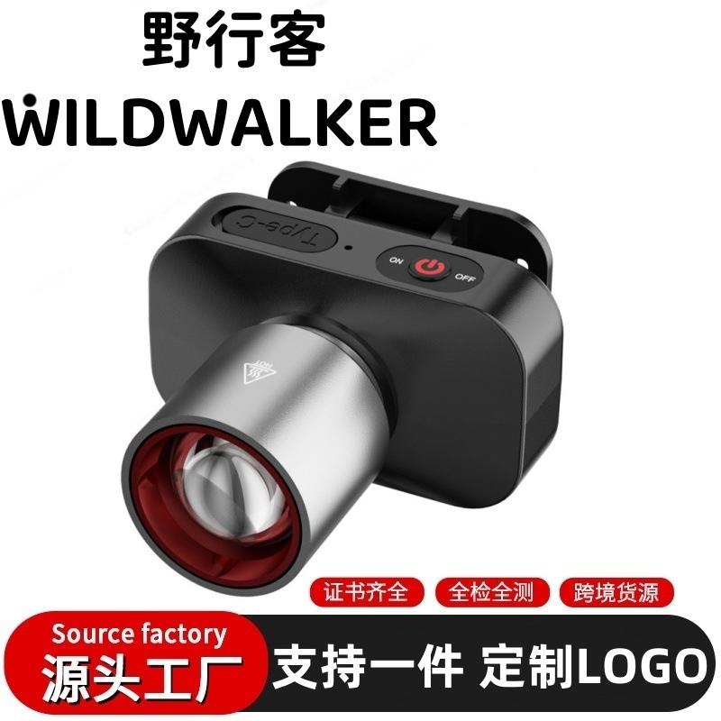Cross-border best-selling aluminum alloy portable headlamp, multi-functional long-lasting flashlight for outdoor lighting, hand wave sensor Item Picture