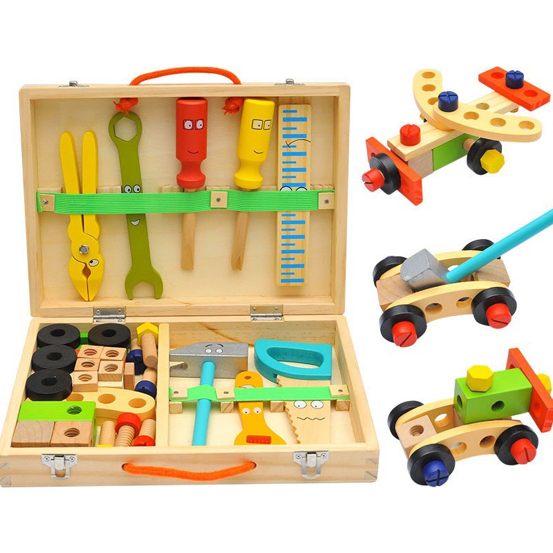 Children's simulation repair toolbox toys, screwing and nuts, assembling and disassembling educational building blocks, birthday gifts for children aged 3 to 6 Item Picture