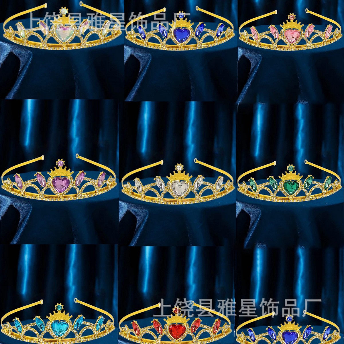 欧美式新娘皇冠水滴水晶发冠项链公主王冠生日婚礼水晶奢华大皇冠产品图