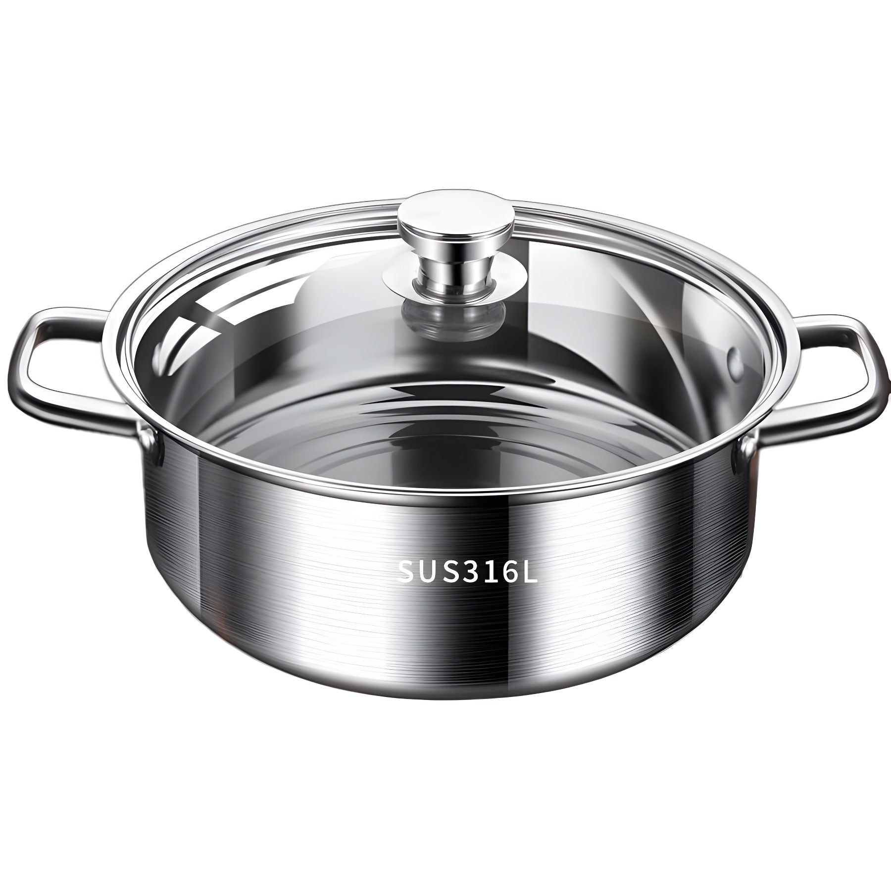 Thickened 316 stainless steel pot, uncoated clear soup pot, household electromagnetic gas universal flat-bottomed double-flavored soup pot Item Picture