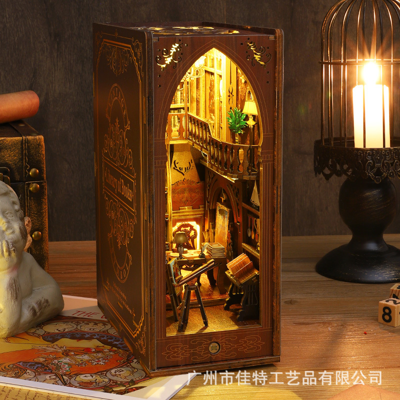 Jiate Cultural and Creative diy Bookstand Library, hand-assembled bookstand diy house, 3D Model of Three-dimensional bookstand details Picture