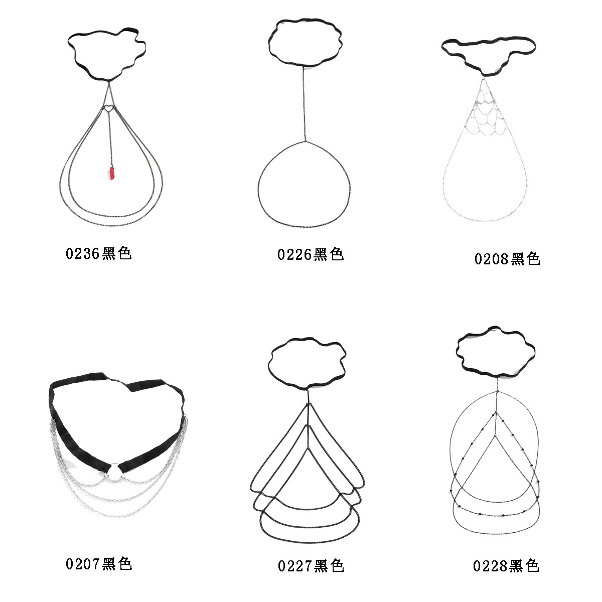 欧美跨境饰品性感链条金属腿环休闲身体链弹力带流苏辣妹大腿链白底实物图