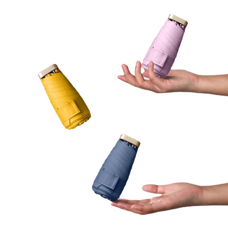Mini capsule umbrella, portable sunshade umbrella, black rubber sun protection umbrella, thickened umbrella wholesale, logo printing available Item Picture