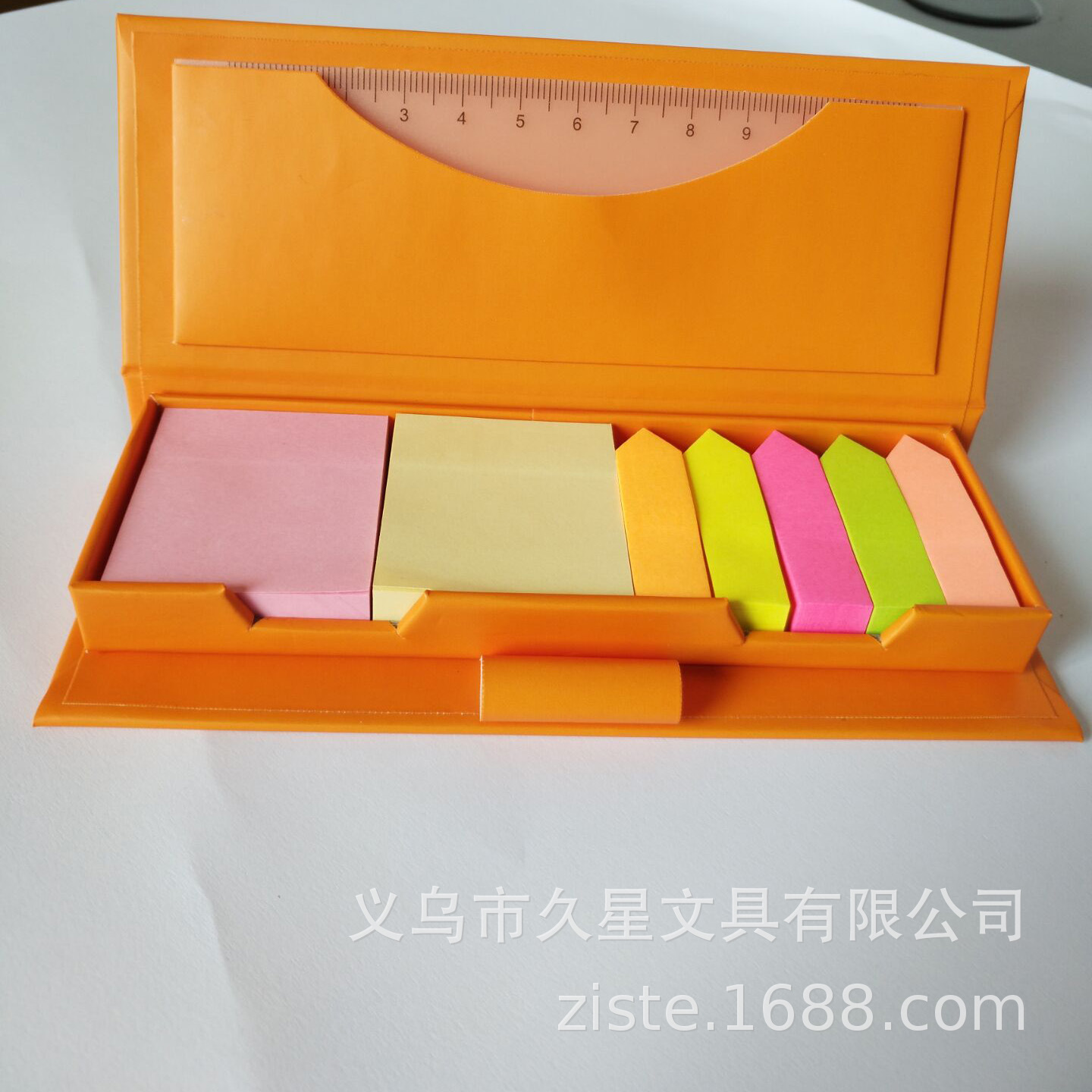 Office stationery, eco-friendly gift, office sticky note box set, including ruler, pen, colored sticky notes, self-adhesive sticky note paper Item Picture