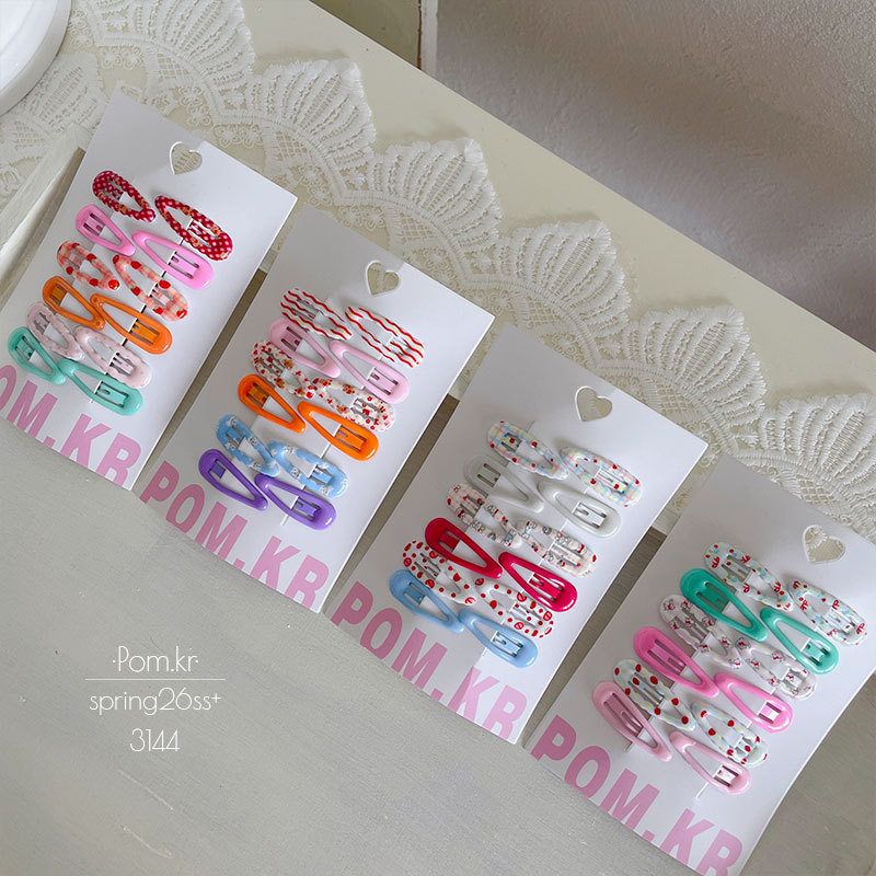 Spring new 3cm printed and lacquered children's bb clip, sweet forehead fringe clip, baby bye-bye clip hair accessory Specification image