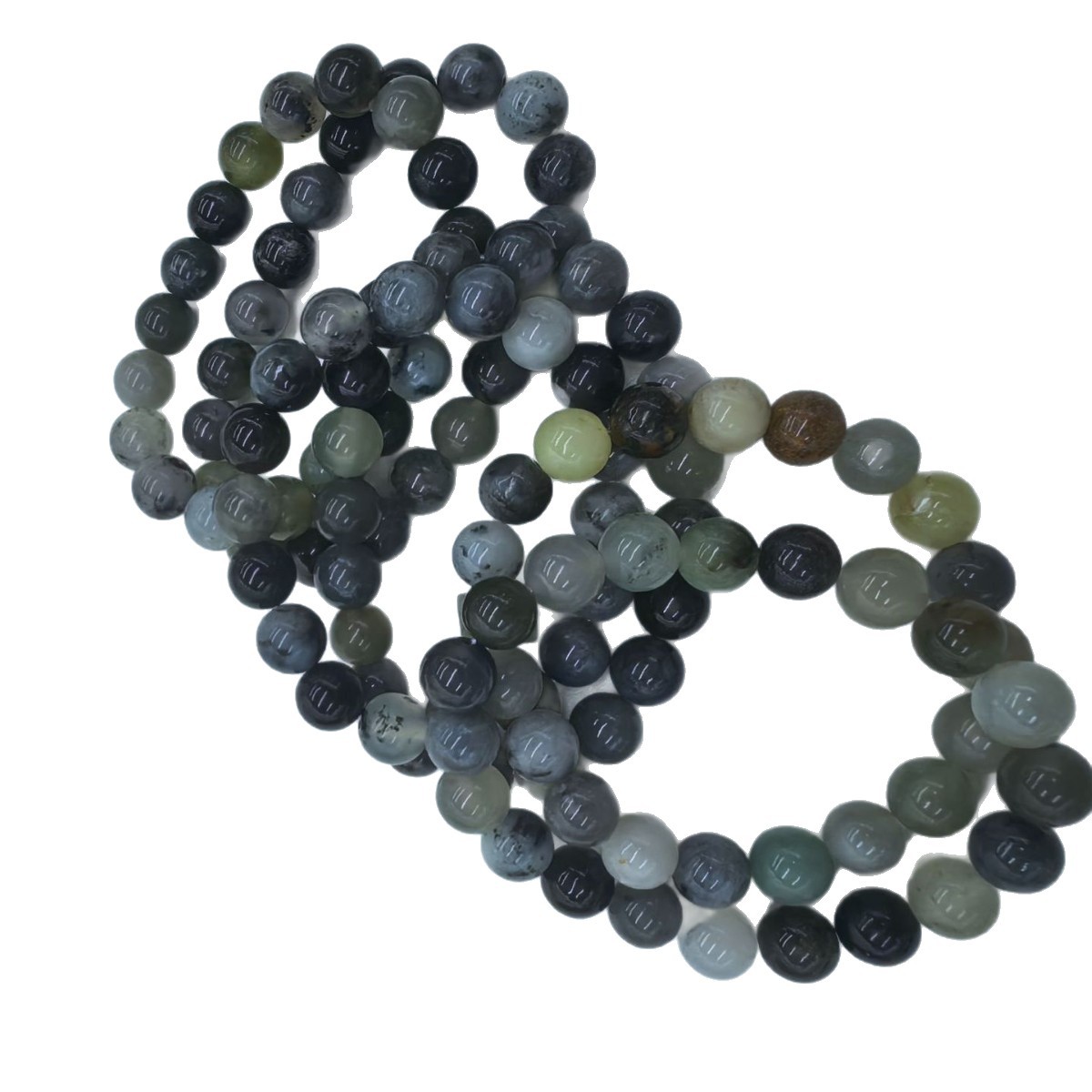 Natural Xiuyan jade ink wash bracelet 10mm, natural jade round beads with holes, diy handmade original jewelry bracelet gift Item Picture