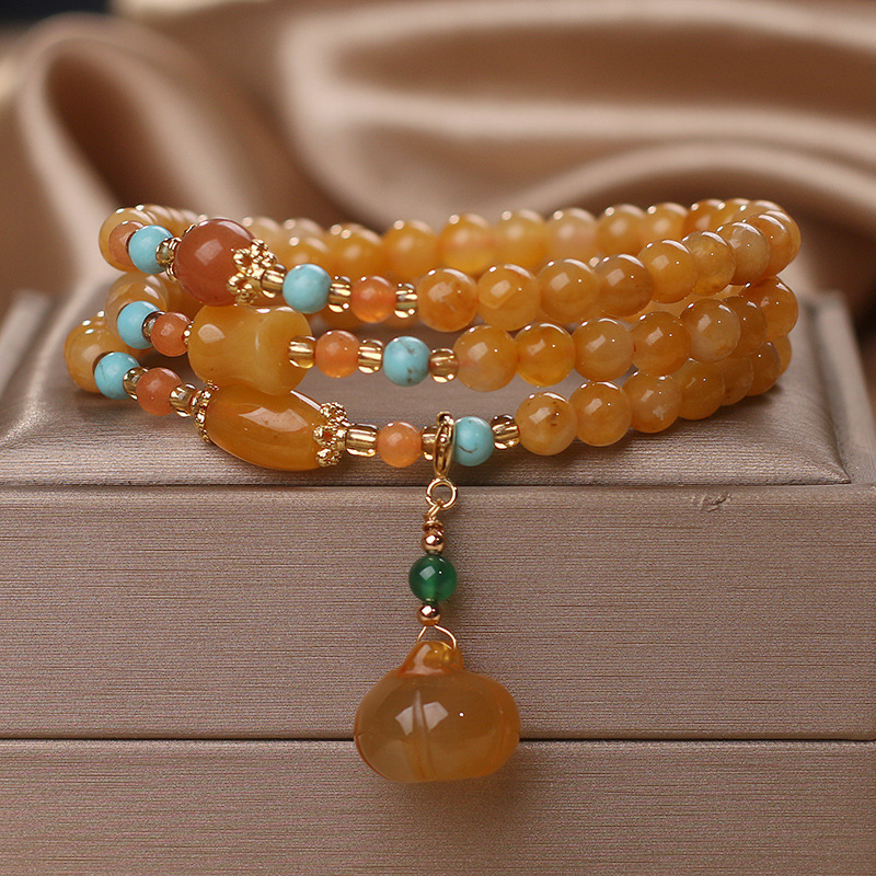 长串叠戴南瓜珠金丝玉串珠手链项链女款新中式多圈长款高级感手串