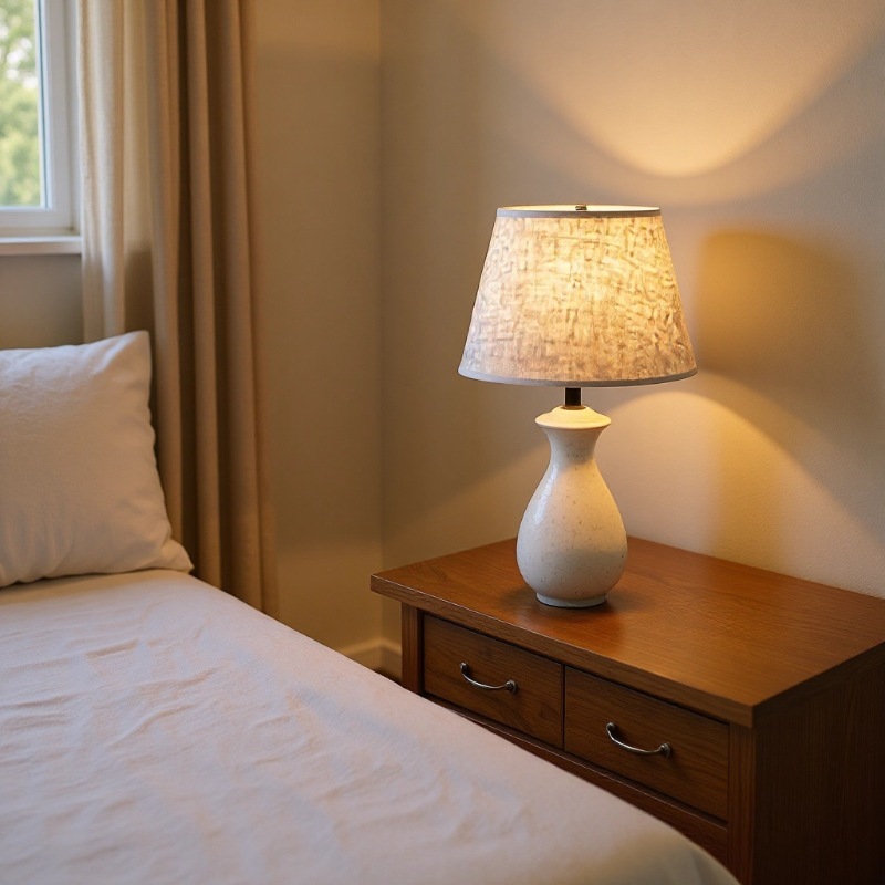 Cross-border Nordic bestseller Japanese gravel ceramic table lamp, bedroom bedside lamp, warm, modern and simple fabric lamp thumbnail