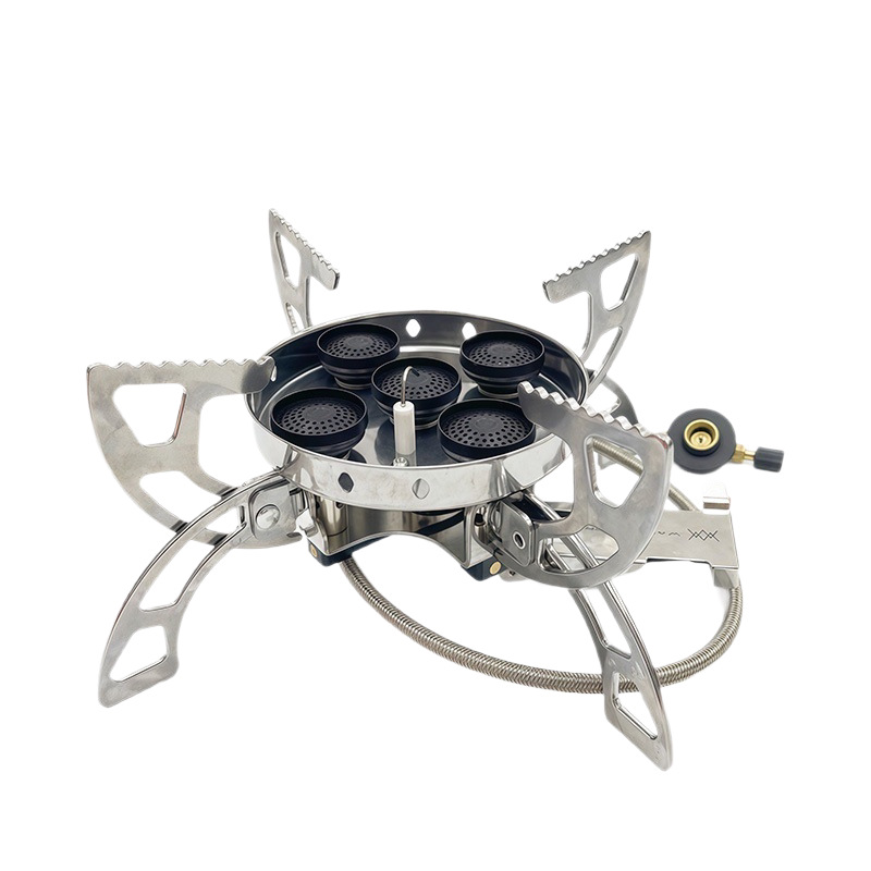 ATLAS outdoor flying saucer-shaped burner head portable folding stove, high-temperature resistant five-core stainless steel fierce fire stove, camping stove Item Picture