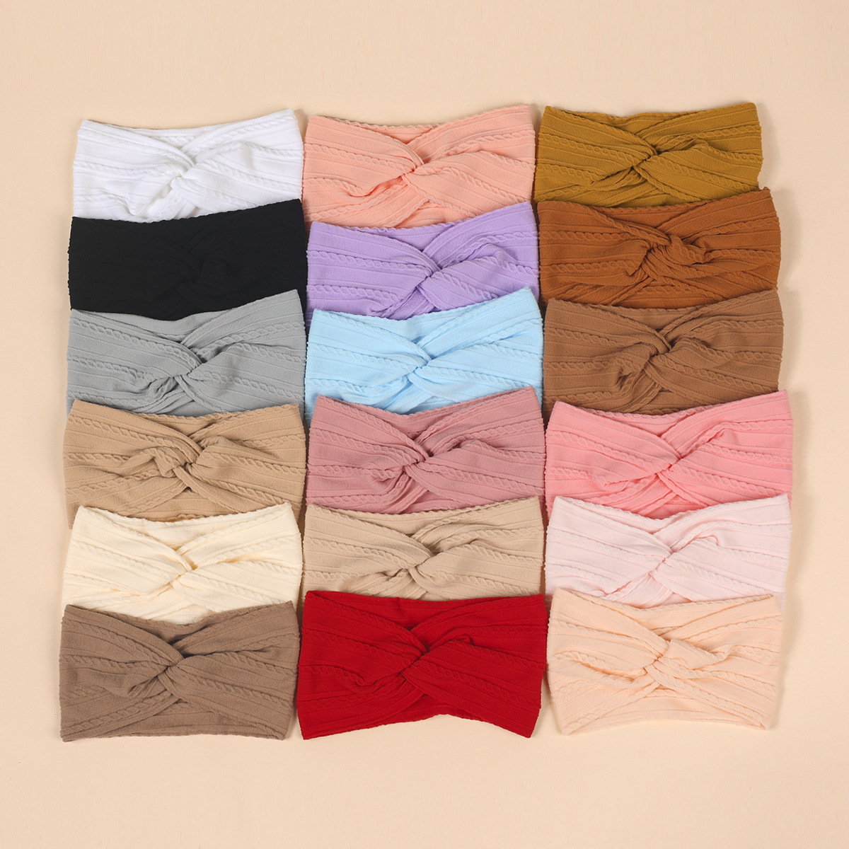 跨境儿童发饰 欧美流行宝宝交叉头带提花麻花蝴蝶结婴儿纯色发带