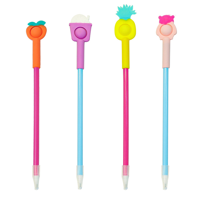Cross-border cute cartoon silicone press bubble pen, children's stress-relieving ballpoint pen, bubble stress-relieving pen, office writing Item Picture