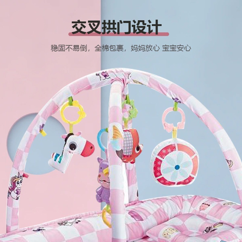 Cross-border four-in-one baby crawling mat, new baby bed in bed, play blanket, fitness frame, early education bell with music, baby bed Specification image