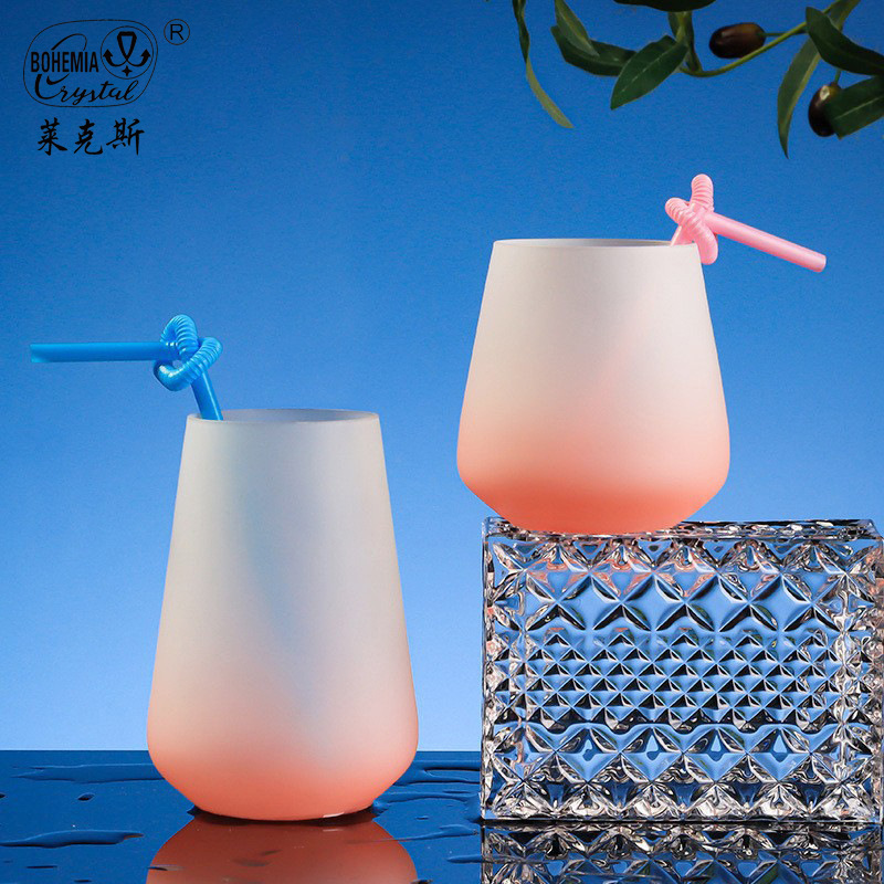 Czech Lexus InS-style gradient frosted crystal cup, simple household water cup, high appearance level crystal cup wholesale Specification image