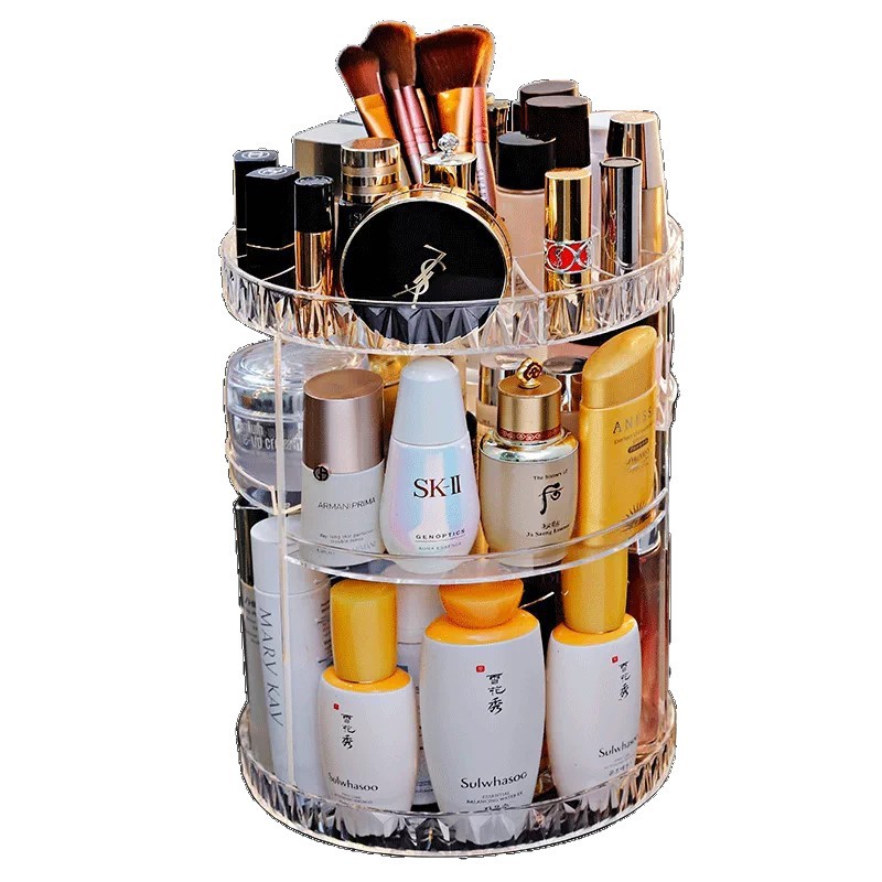 Cross-border rotating cosmetics storage box, shelf, transparent acrylic dormitory desk, skin care products, dressing table, lipstick Item Picture