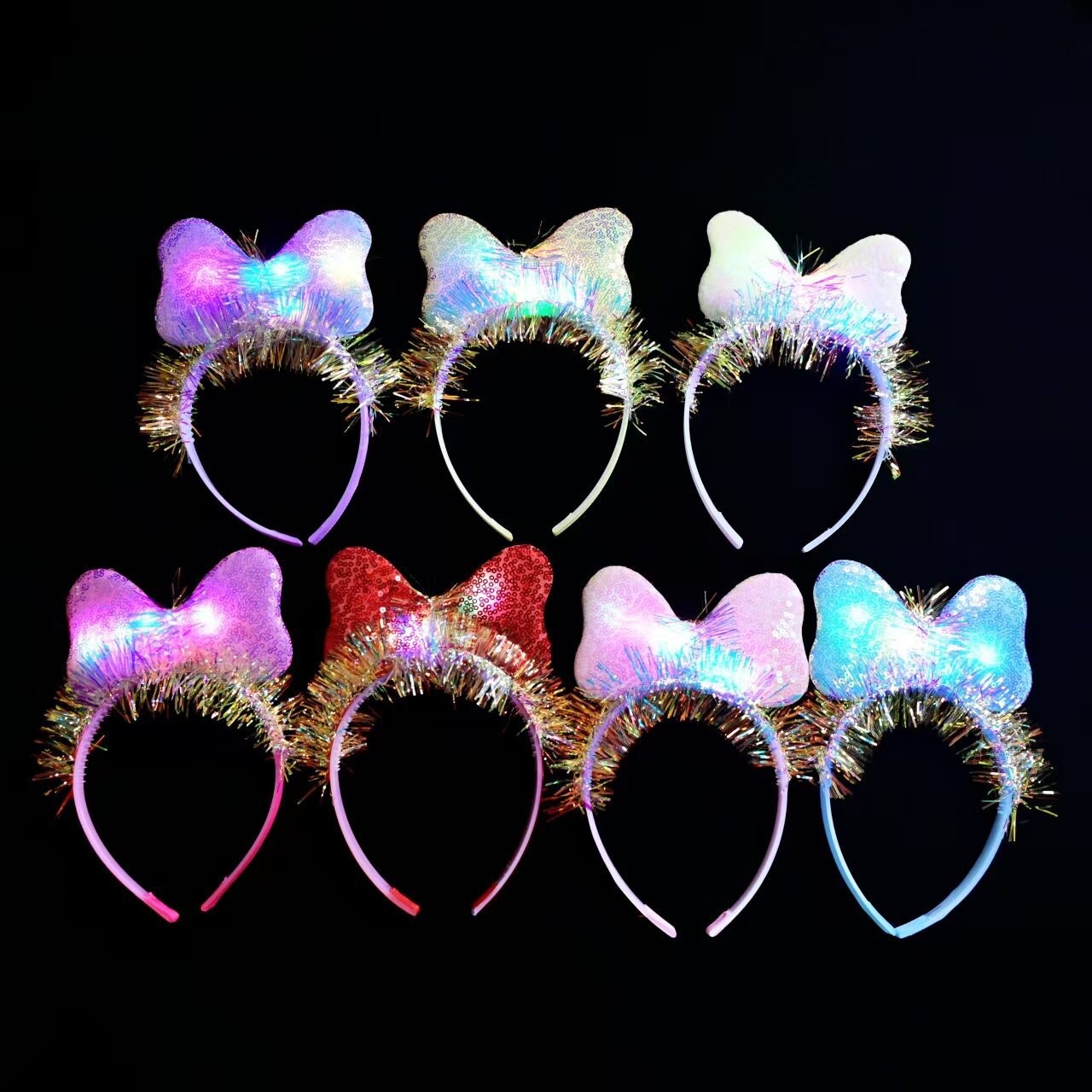 Children's luminous snowflake sequin Christmas headband, stage performance props and hair accessories, cute glittering headband new style