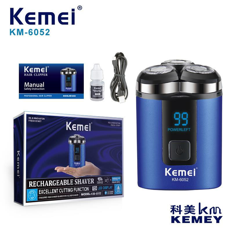 Komei casa afeitadora para hombres KM-6052 mini eléctrica afeitadora flotante de tres cabezas afeitadora trimmer