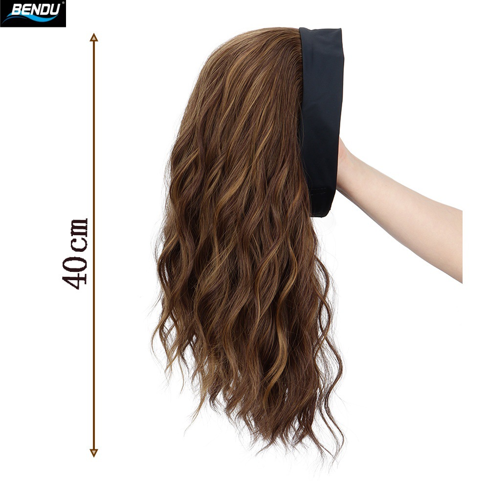 European and American wig covers: Long curly hair water ripple ice silk wig covers, high-temperature silk chemical fiber wigs for women's cross-border travel details Picture
