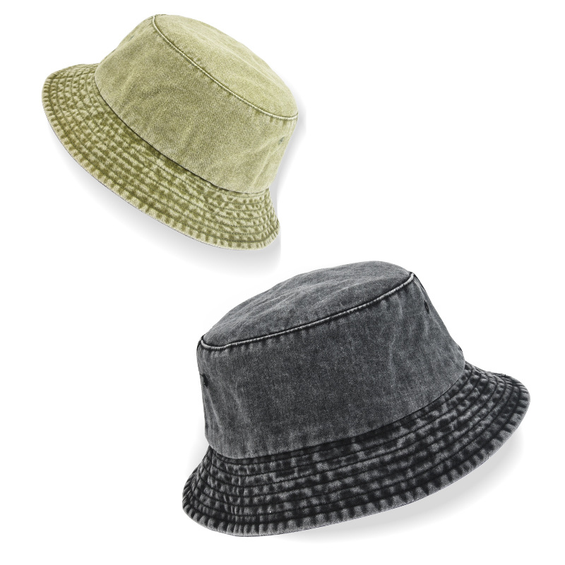 Fisherman's hat, men's autumn washed denim hat, basin hat, cotton for autumn and winter, European and American outdoor aged hiking sun hat Item Picture