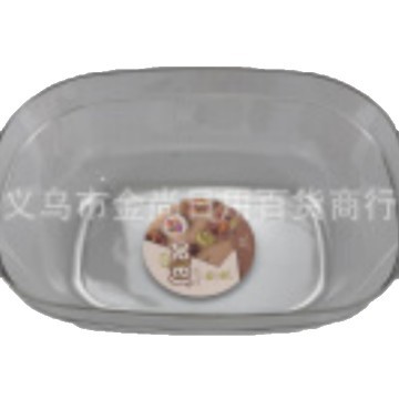 Transparent solid color square, round or oval salad bowl, household multi-functional soup bowl, plastic bowl, large dough kneading basin Item Picture