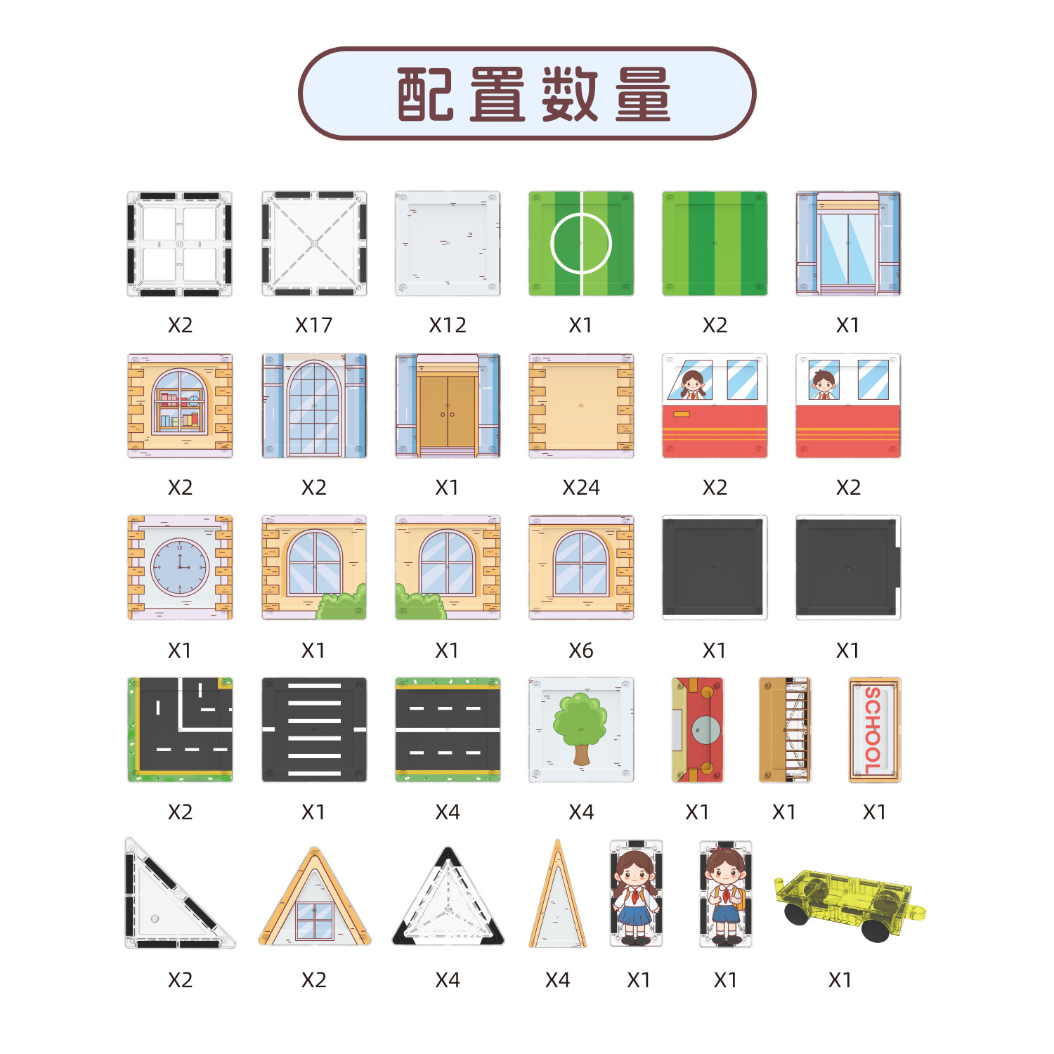 Cross-border School Time UV printing 7.5CM Large Color window magnetic sheet Theme scene color box set Specification image