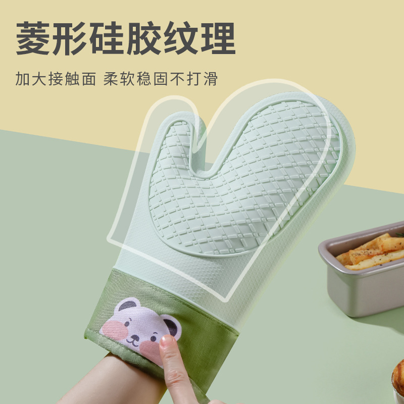 防烫手套耐高温烤箱微波炉烘焙手套加厚厨房高温硅胶隔热手套批发细节图