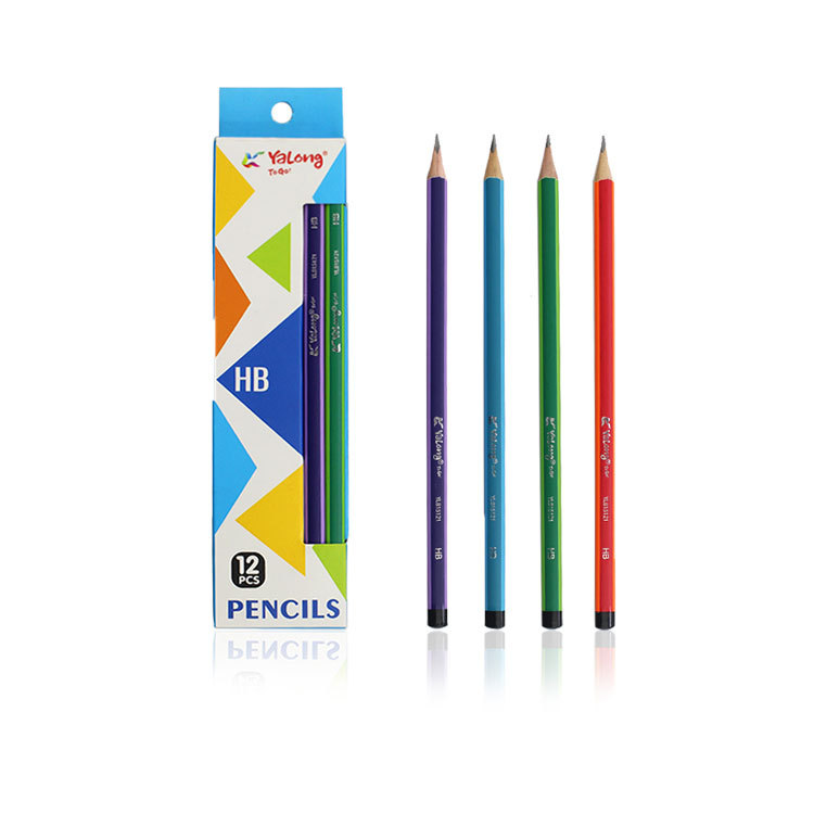 Yalong Cross-border High-quality HB Pencil Student Logo Black Wooden Standard Pencil set, suitable for office use