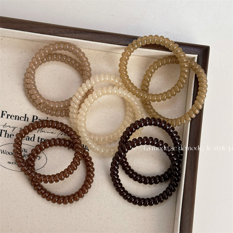 High-end basic solid color fine telephone line hair band, high-end hair tie, high-elasticity elegant hair accessory, new leather band details Picture