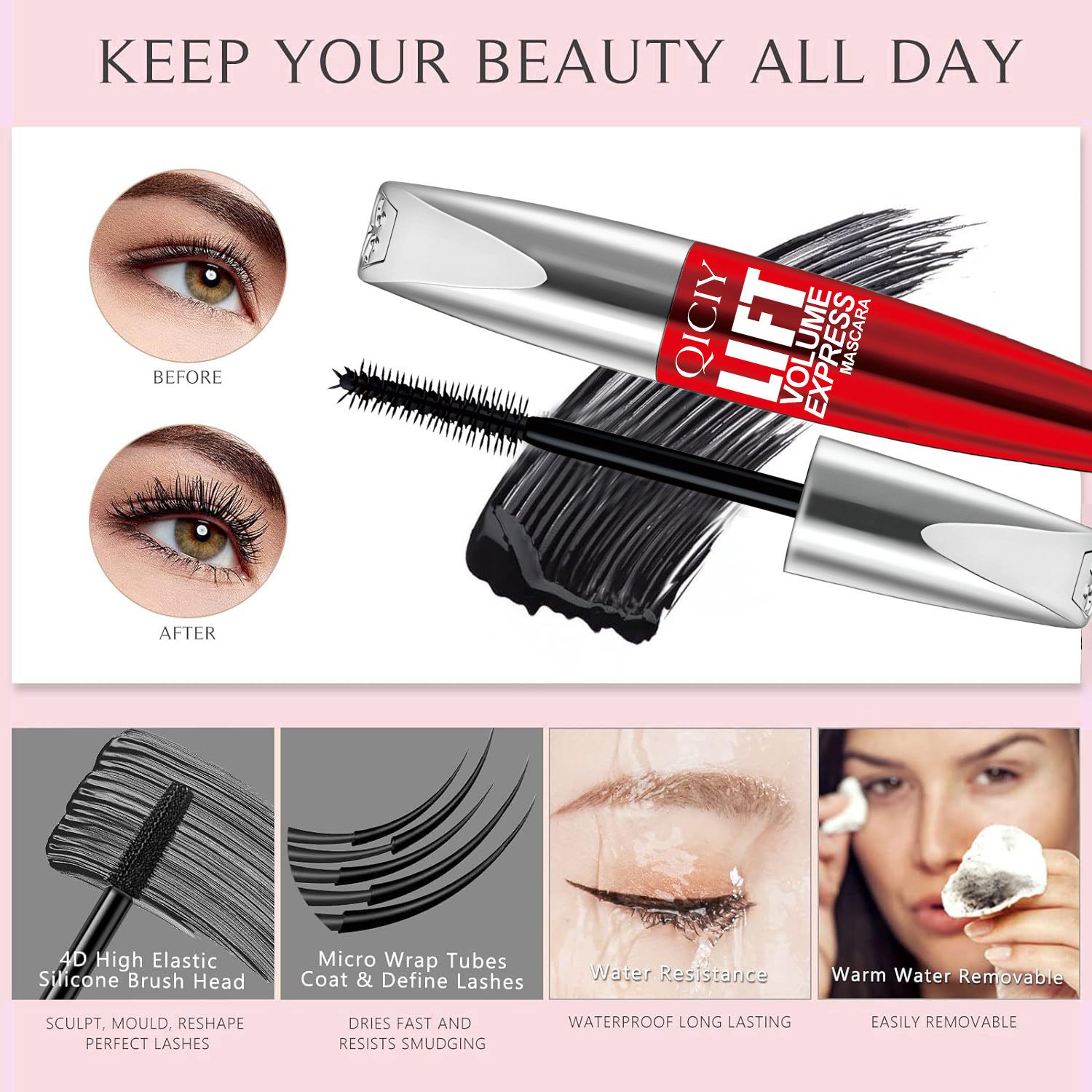 【跨境专供】睫毛打底膏纤长卷翘持妆防水防汗睫毛膏眼妆彩妆批发产品图