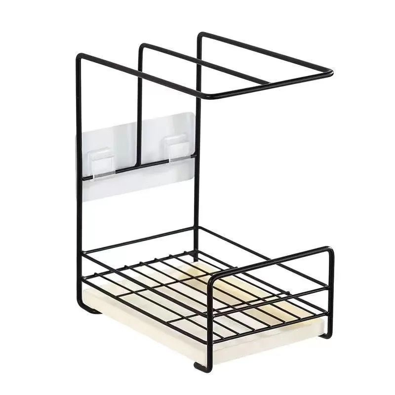 Kitchen cloth rack, wall-mounted countertop shelf without drilling, drying rack, household bathroom draining hanging rack, storage wonder Specification image