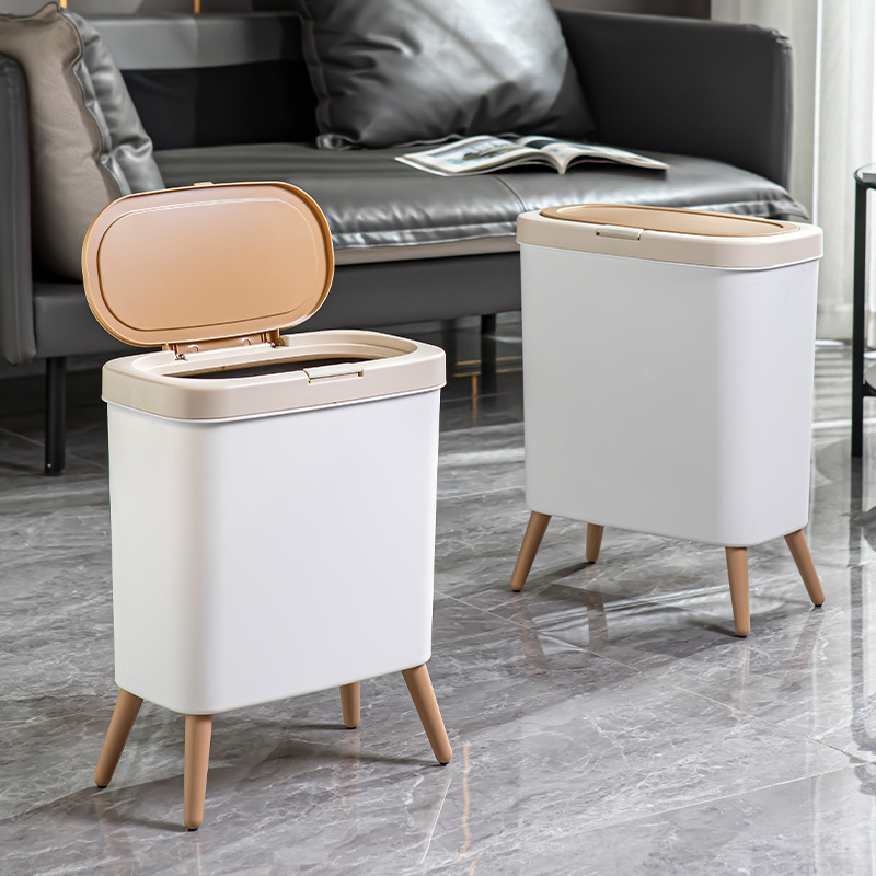 A new type of high-legged trash can for home use, featuring a light luxury and high-end design for the living room, bathroom and kitchen, with a no-bending press-type paper basket