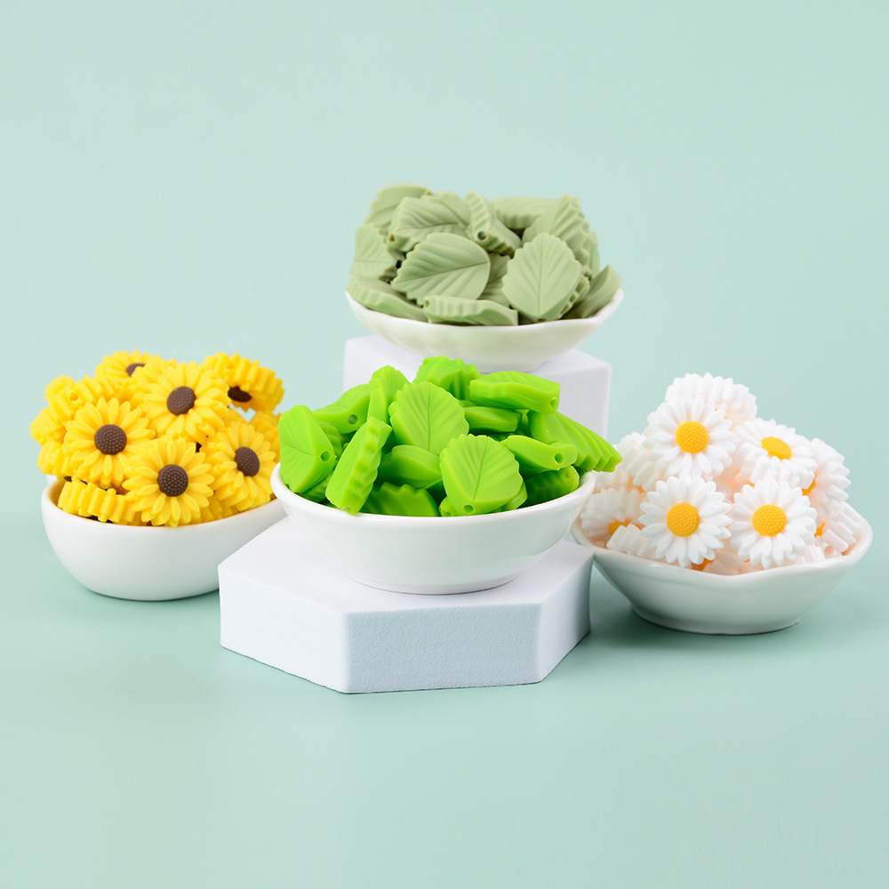 Sunflower silicone bead Daisy jewelry accessories DIY handcrafted beading material 22mm loose beads mixed batch Specification drawing