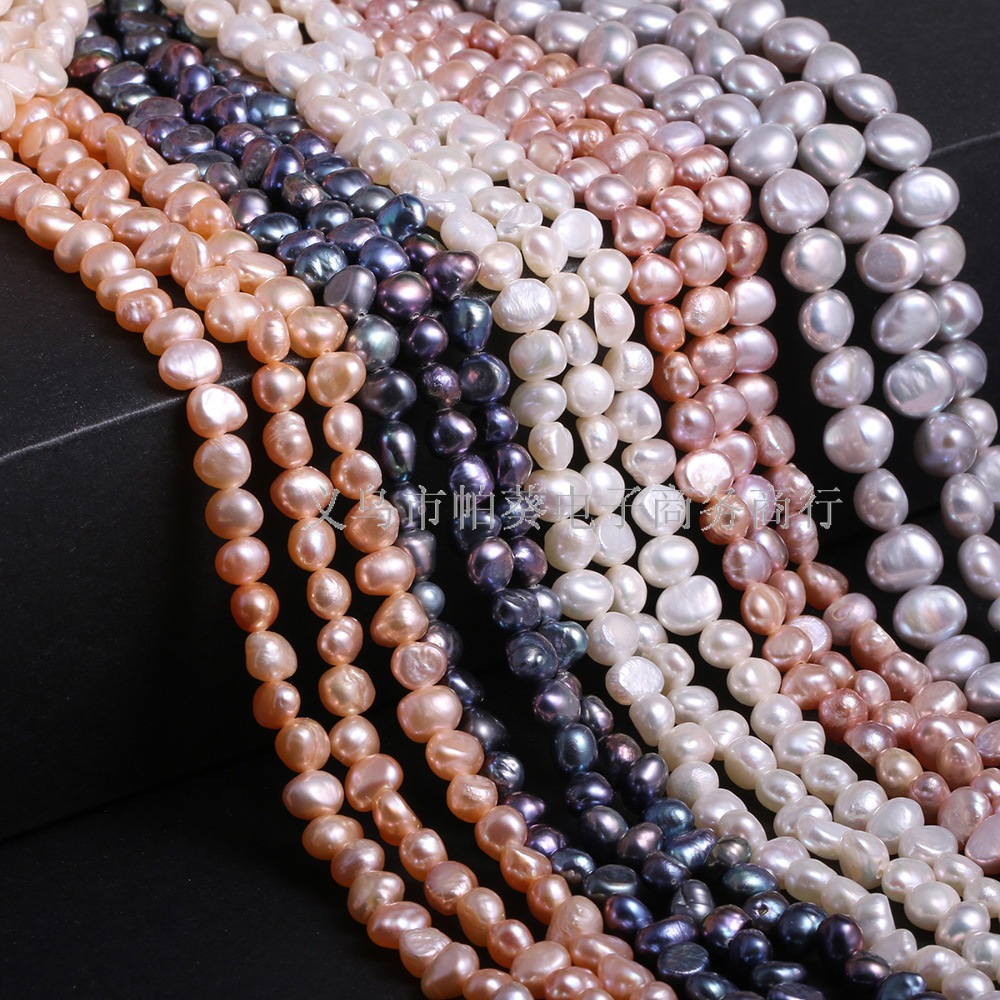 Wholesale of DIY jewelry accessories for Baroque irregular-shaped pearls 4-10mm, natural freshwater pearls with horizontal holes and smooth surfaces on both sides Item Picture