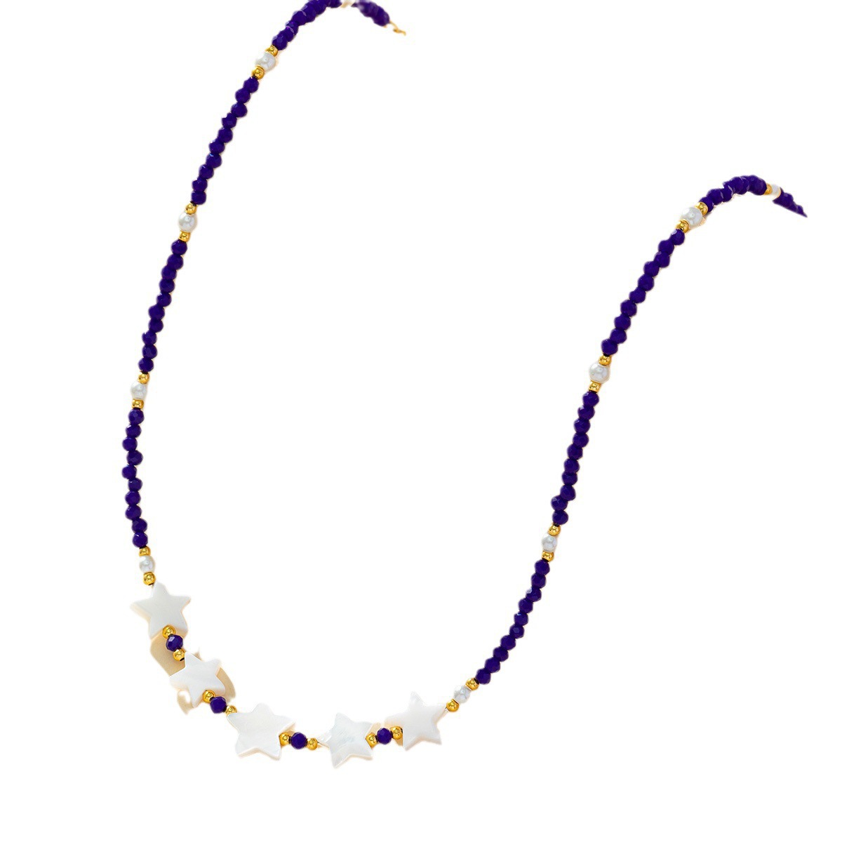 Wholesale of fashionable cross-border best-selling fresh and clean shell heart-shaped crystal necklaces, women's handcrafted beaded collarbone chains and necklaces Item Picture