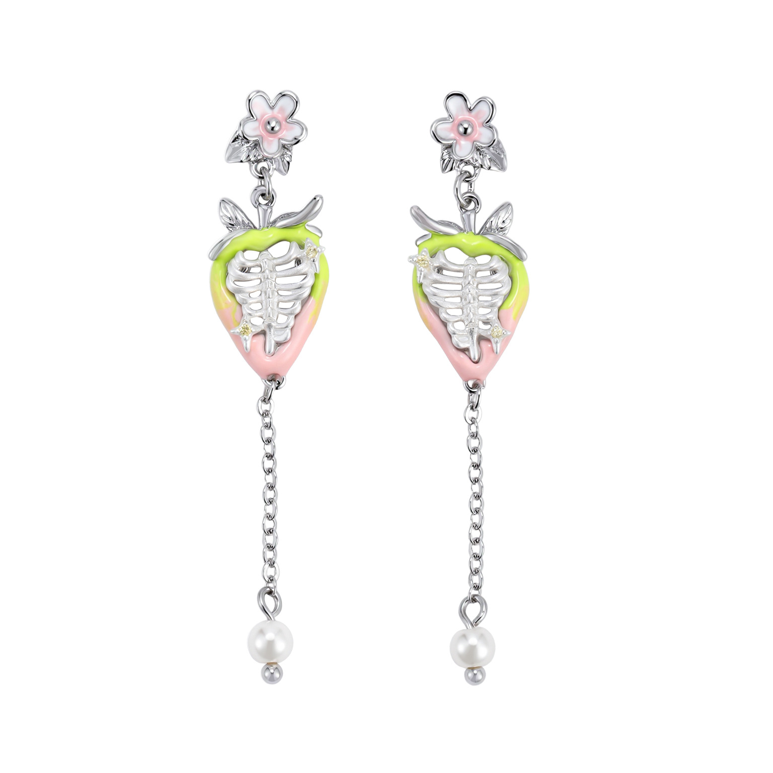 The "Berry Bone Sweetheart" series earrings are unique, sweet, cool and high-end for women. Original design. 925 silver needle earrings wholesale Item Picture