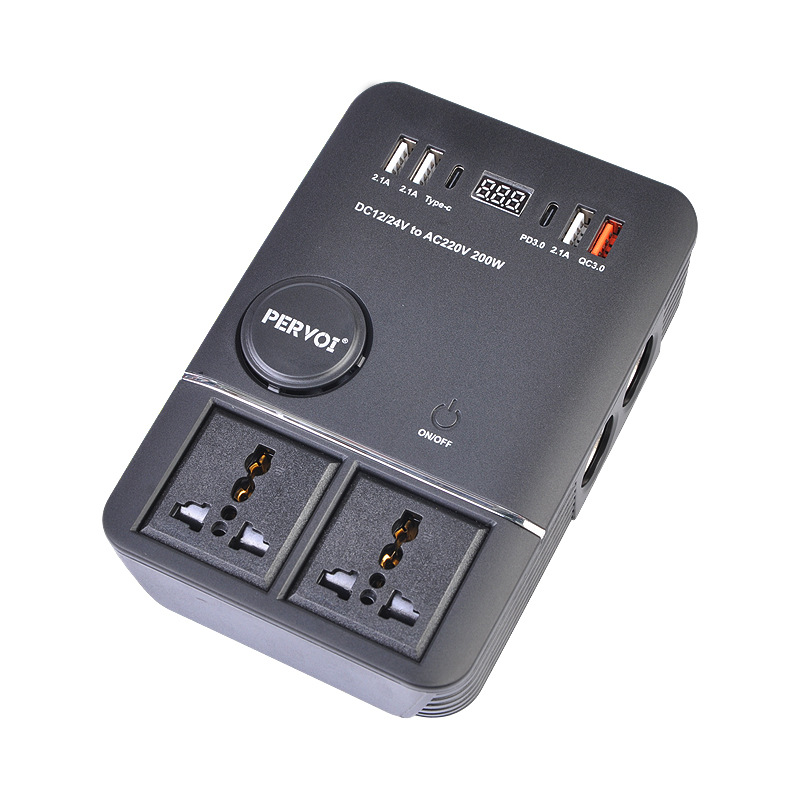 佩沃新款200W大功率汽车12V24V220V车充电源转换器通用车载逆变器