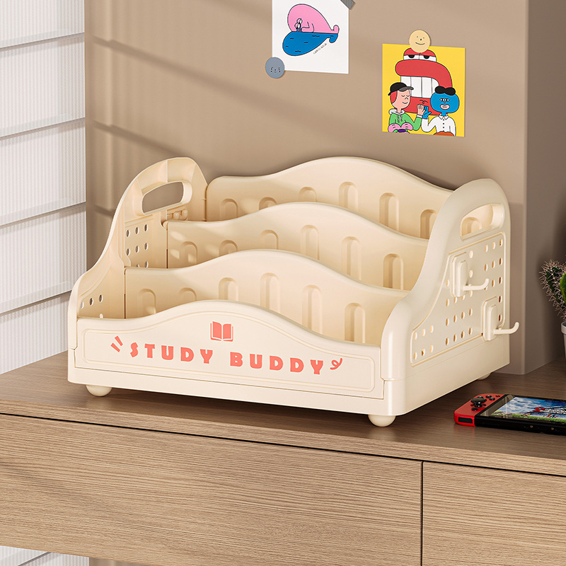 Children's picture book shelf, foldable desktop, study and bedroom storage rack, bookshelf, desk, book storage rack details Picture